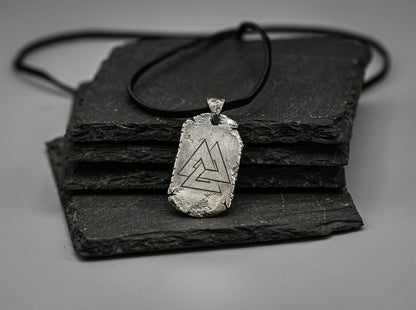 Valknut Silver necklace,Viking dog tag pendant