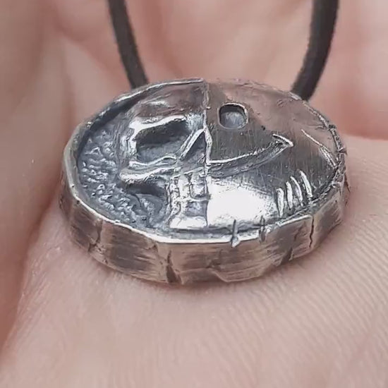 Silver Half Skull Half smile Pendant