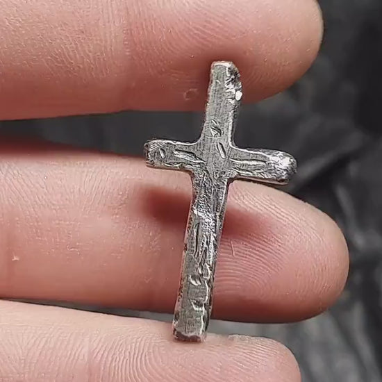 Sterling silver cross, religious pendant, rustic simple cross