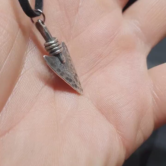 Silver arrowhead pendant, warrior necklace, viking pendant