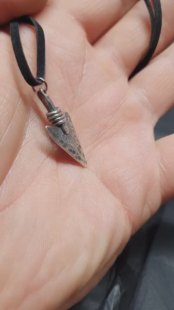 Silver arrowhead pendant, warrior necklace, viking pendant