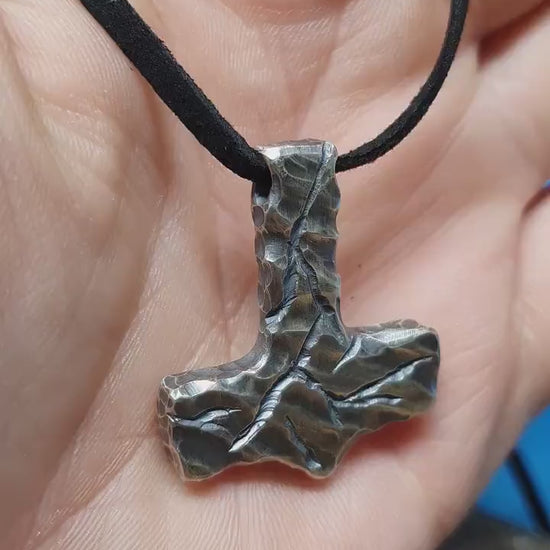 Thor hammer pendant, viking necklace, silver Mjolnir pendant