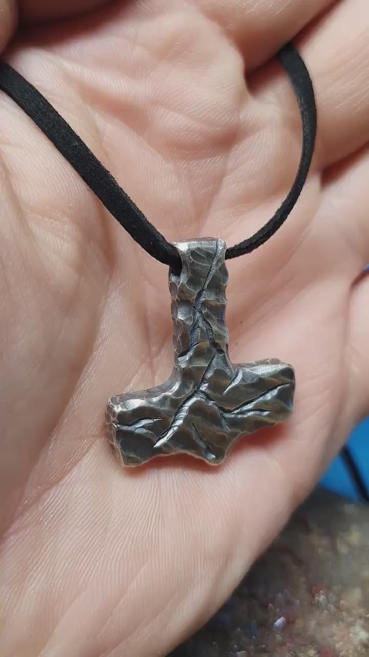 Thor hammer pendant, viking necklace, silver Mjolnir pendant