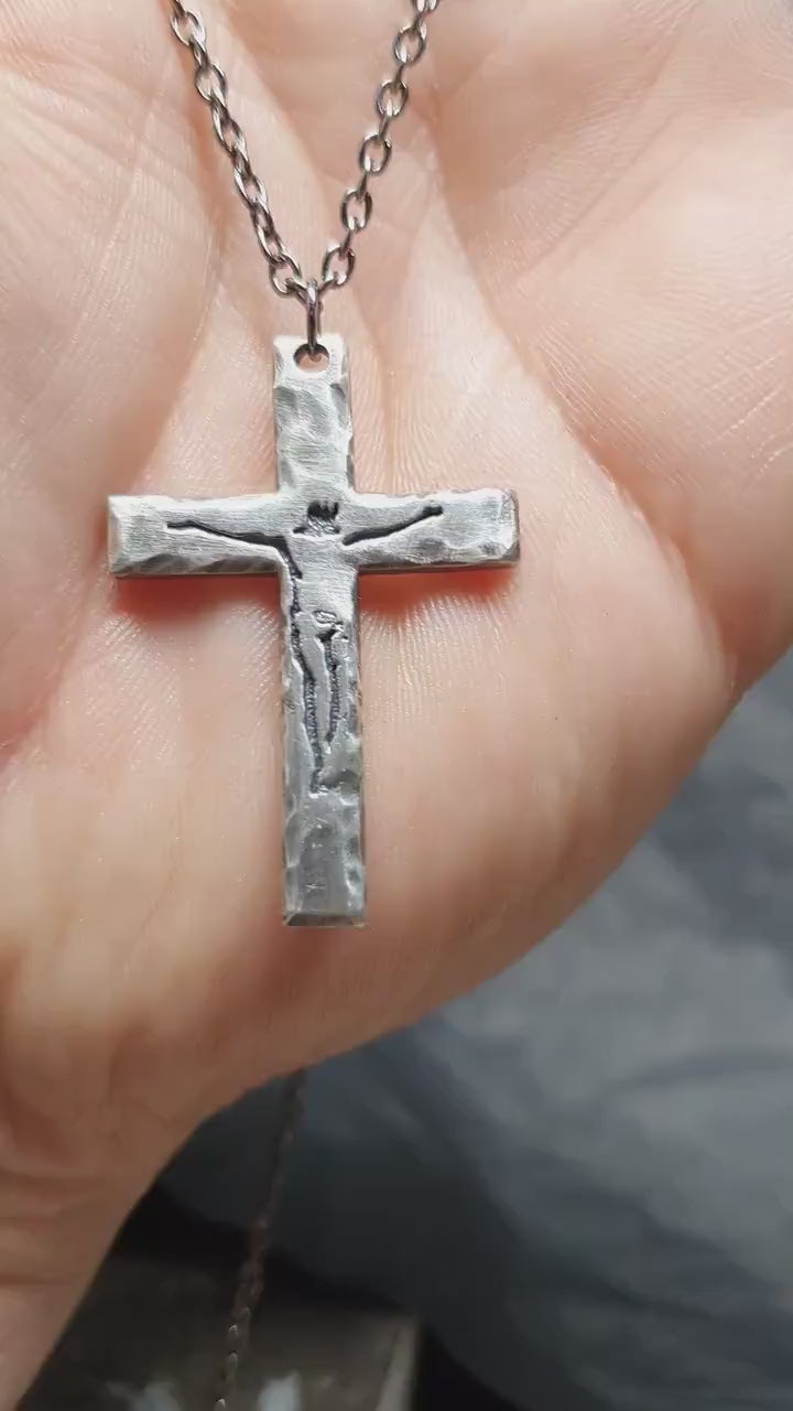 Sterling silver cross, christian necklace