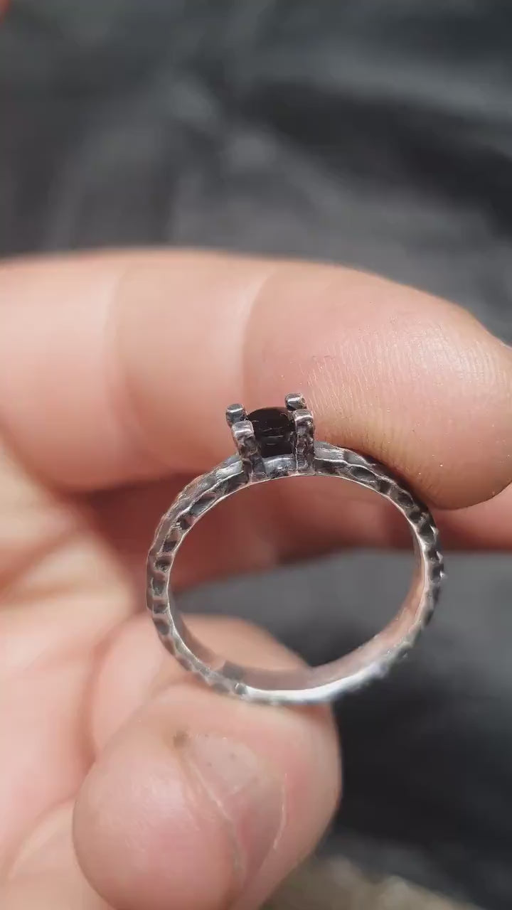 Black onyx ring,unique sterling silver wedding band