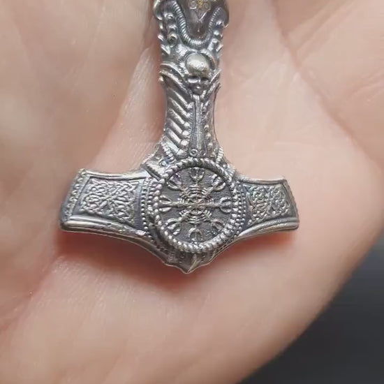 Silver Thor hammer pendant,  Viking  Mjolnir necklace