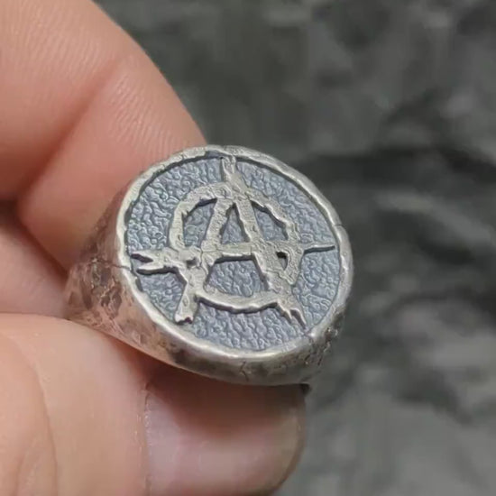 Anarchy silver signet ring