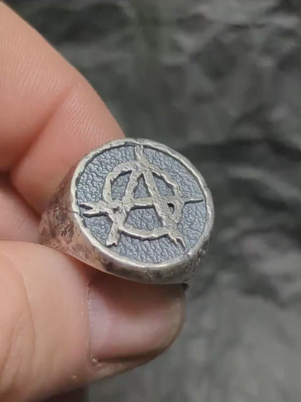 Anarchy silver signet ring