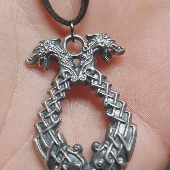 Silver Viking necklace, Dragon Drakkar pendant