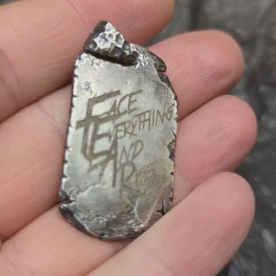 Silver dog tag pendant,FEAR necklace