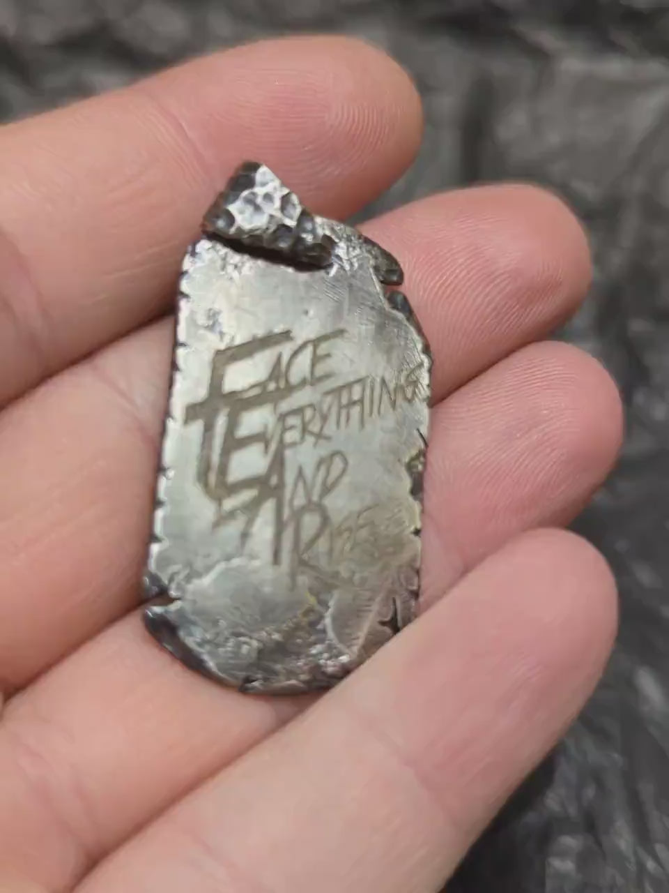 Silver dog tag pendant,FEAR necklace